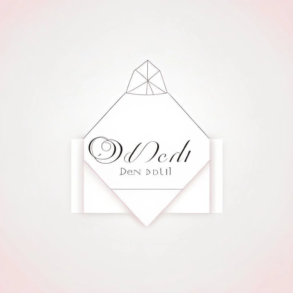 Create a logo with the name Deniz Boutique, inspired by diamond dresses, with the symbol of the dress, baby pink