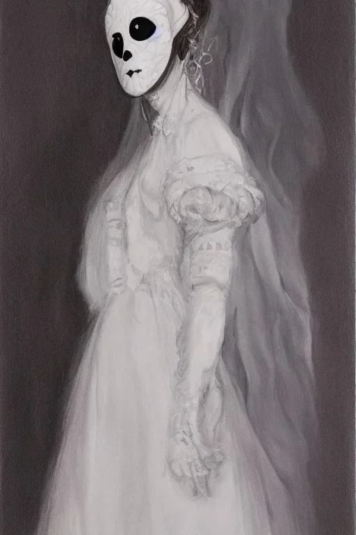 Portrait lady, full body shot, medium shot, style of phantom of the opera