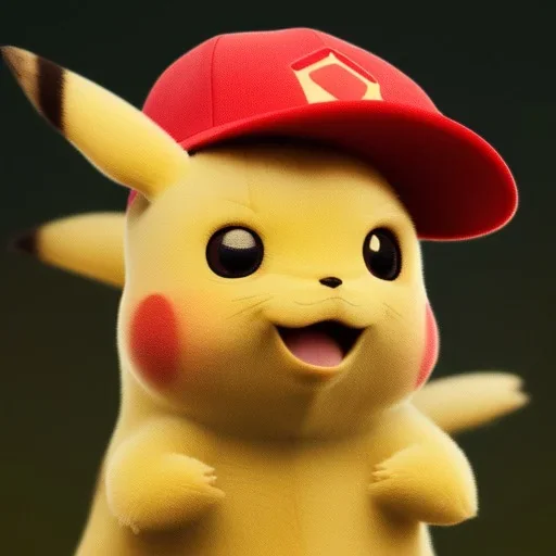 portrait cool pikachu, red sweat, cinema 4d, 8k, forest background