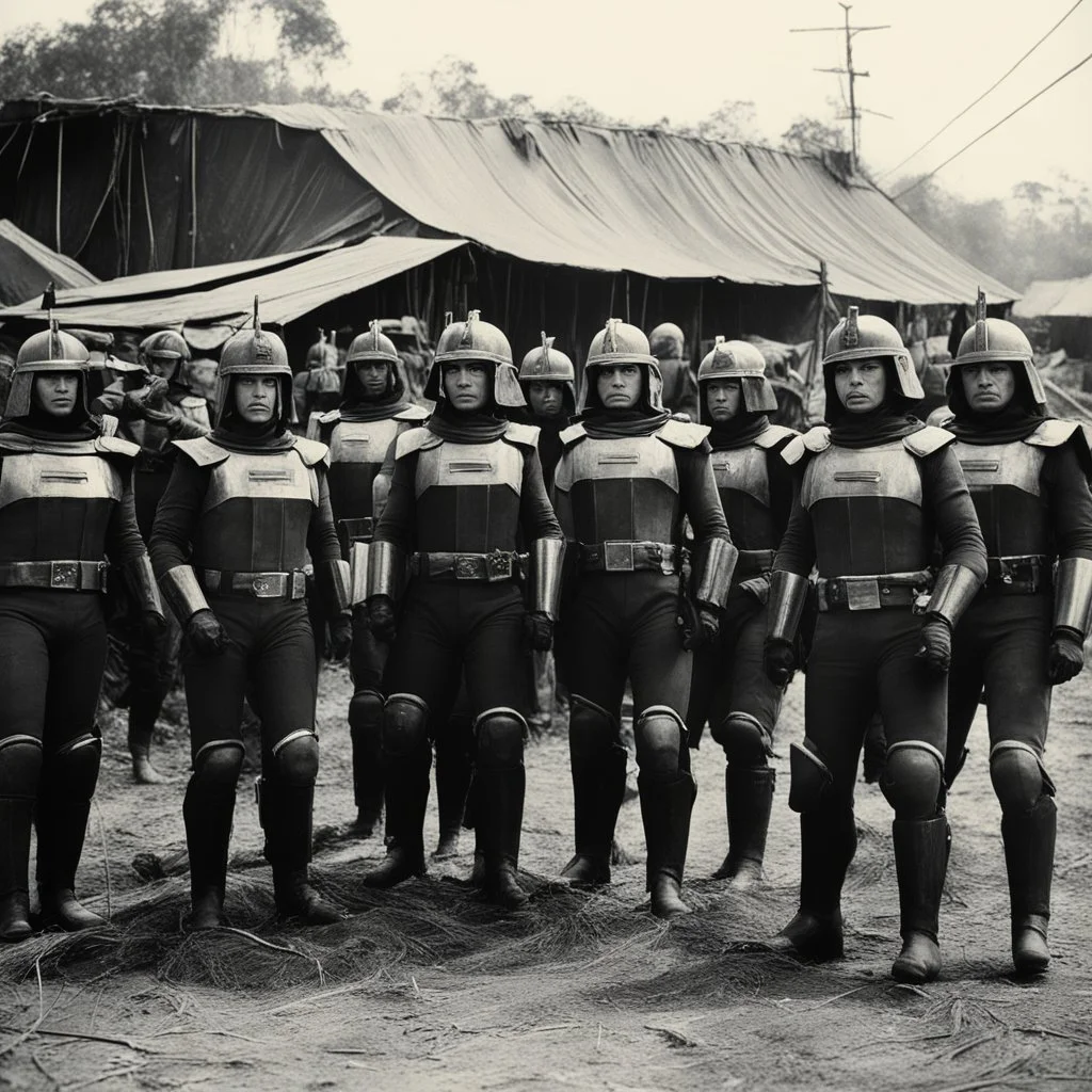 [vintage style noisy scratches glitches, Shot the texture and then rewound the film and double exposed from a 1970 B series movie] the neo amazon brigade raided the last food shipment being sent to the justice fighters camp the only real rival of the neo amazons. with greater control over food supplies they might just be able to force the justice fighters to surrender. justice fighter women would be however given a fair chance to join the amazons ranks if they start seeing things their way