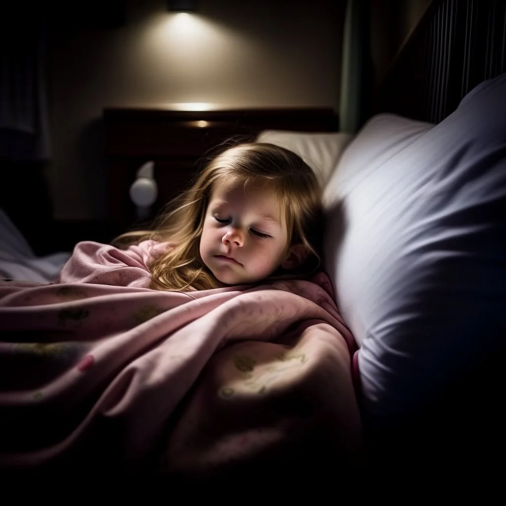 kid sleeping in her bed