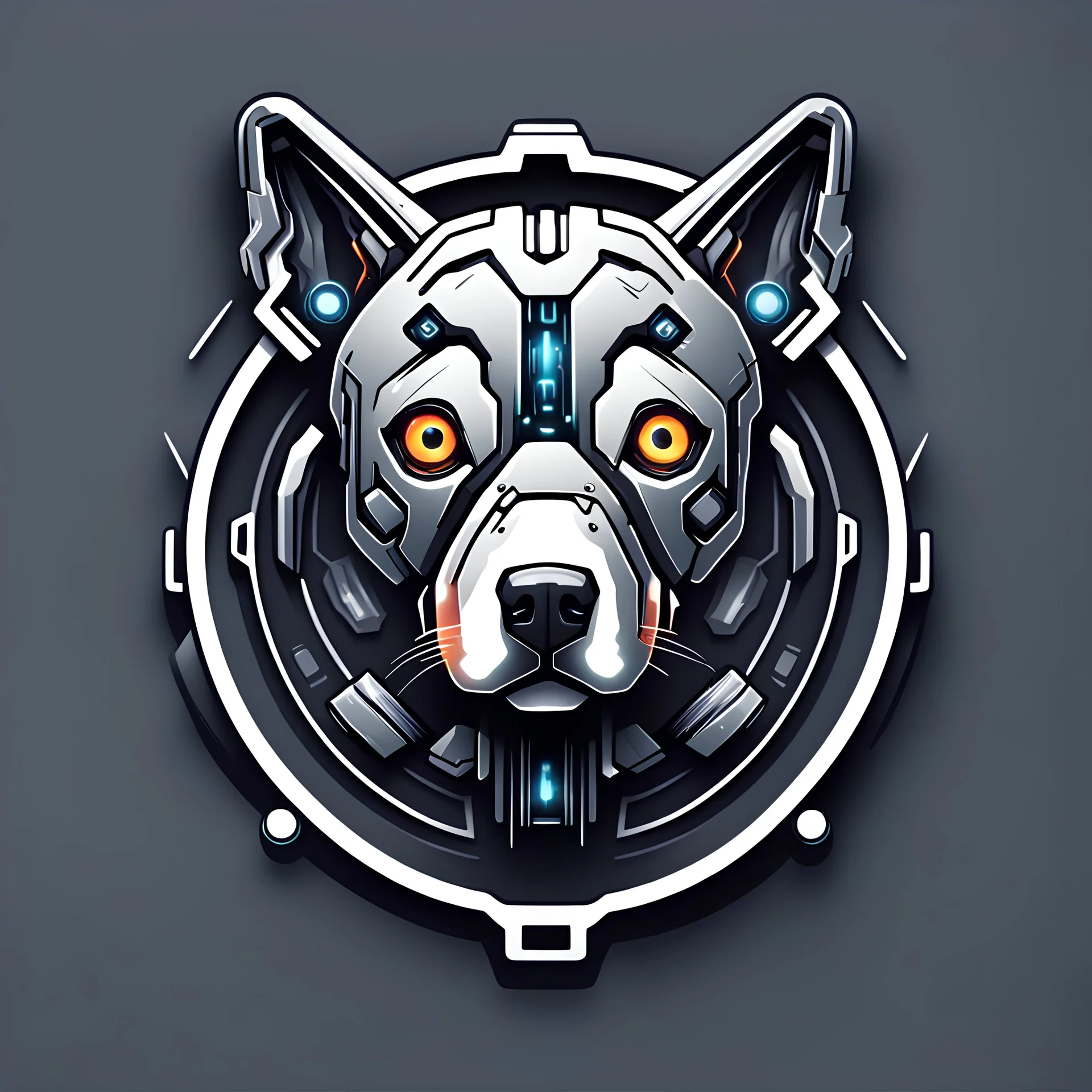 a logo that looks like the cyborg dog