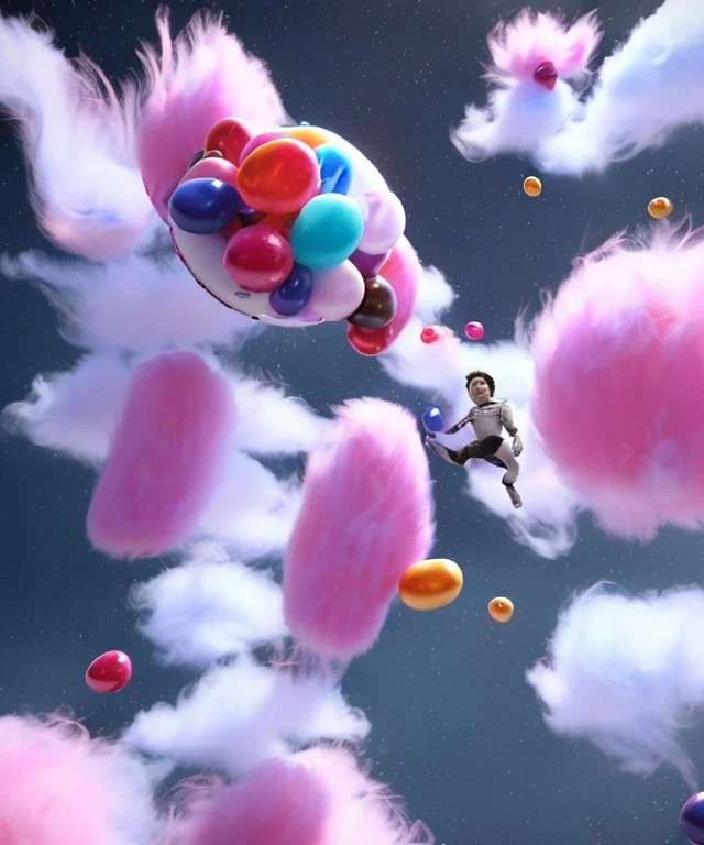 Ultra realistic speed clouds sky scene, wide angle view, strong men falling down with many Childs, circus clothing style, feather color clothing, free jumping flying, many trinkets, hair monster, many jelly beans, balls, color smoke, smile, happy, extreme, wind, clouds sea, 20,000 feet altitude, stratosphere, soft color, highly detailed, unreal engine 5, ray tracing, RTX, lumen lighting, ultra detail, volumetric lighting, 3d, finely drawn, high definition, high resolution.