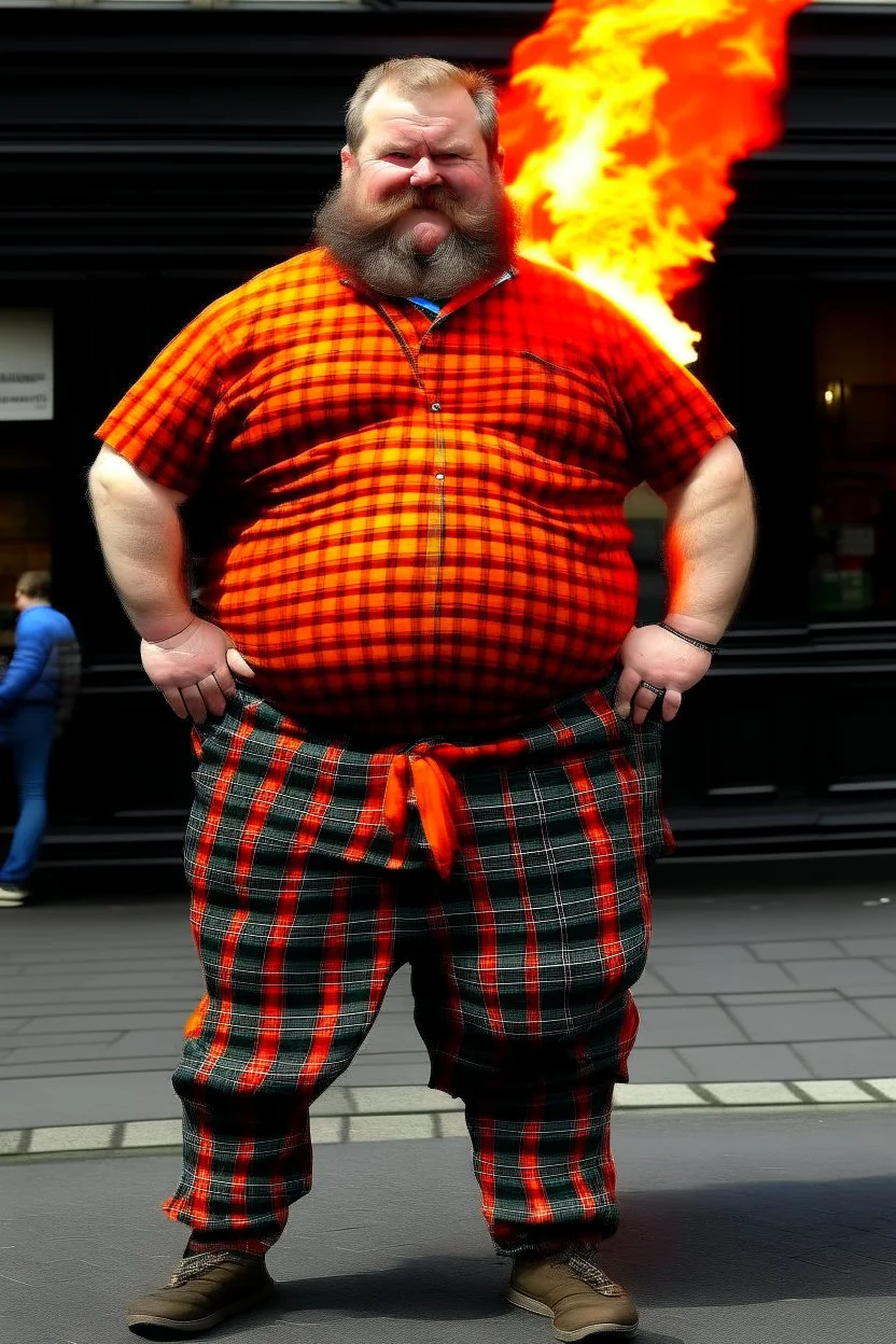 Scottish fat bastard with flaming pants