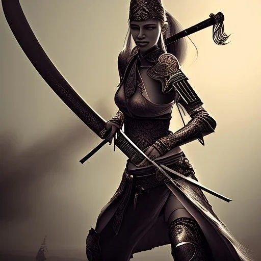 Warrior women with katana sword