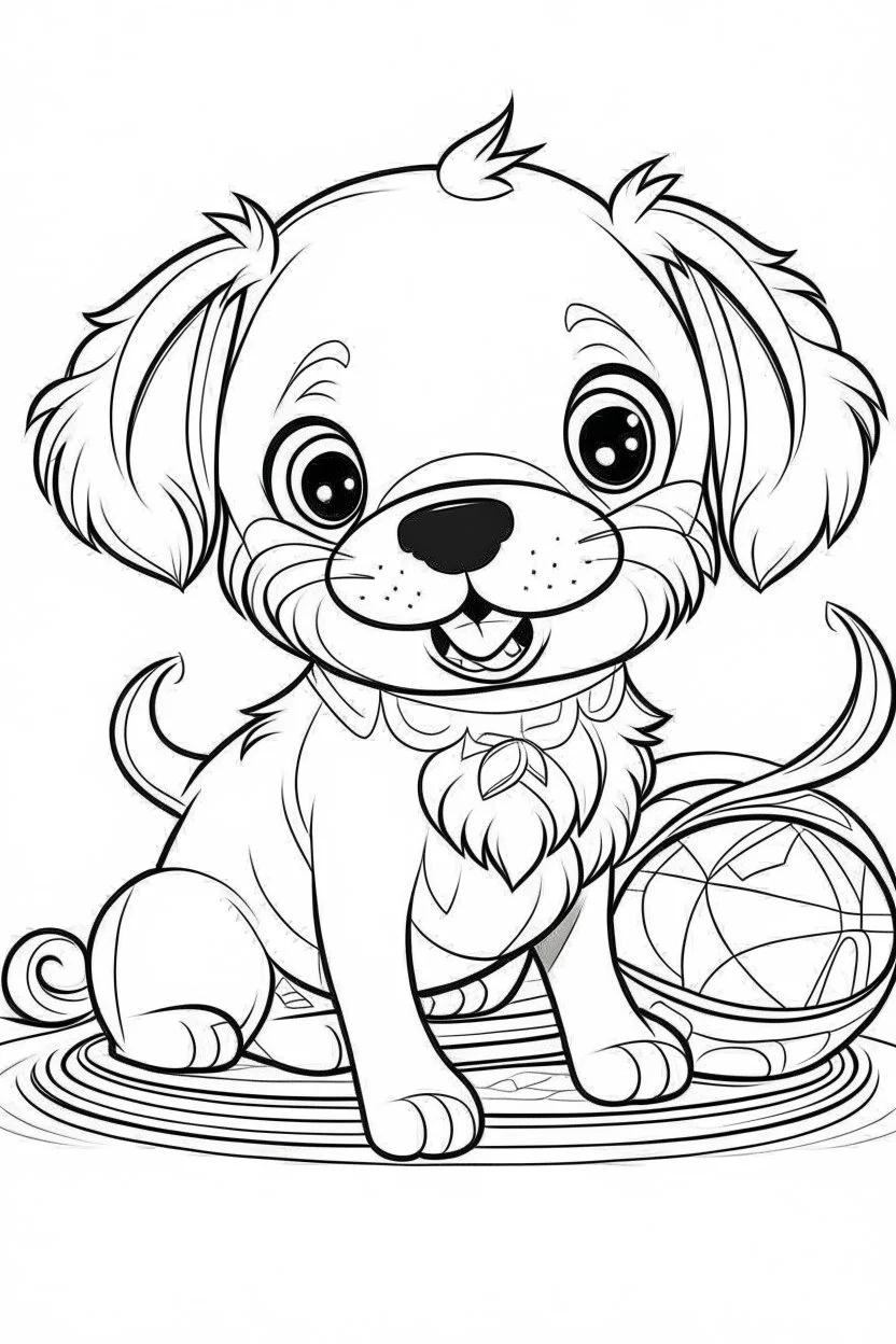 outline art for cute Dog coloring pages with sitch, white background, Sketch style, full body, only use outline, toddlers style, clean line art, white background, no shadows and clear and well outlined.