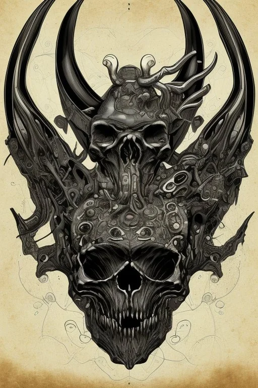 a devil's skull with circuitry for horns