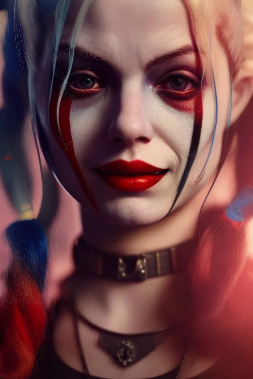 Harley Quinn, high delicate defined details, beautiful, atmospheric, matte, 3 d 8 k octane rendered, sharp focus, illustration, high detail, ultra realistic, highly saturated colors