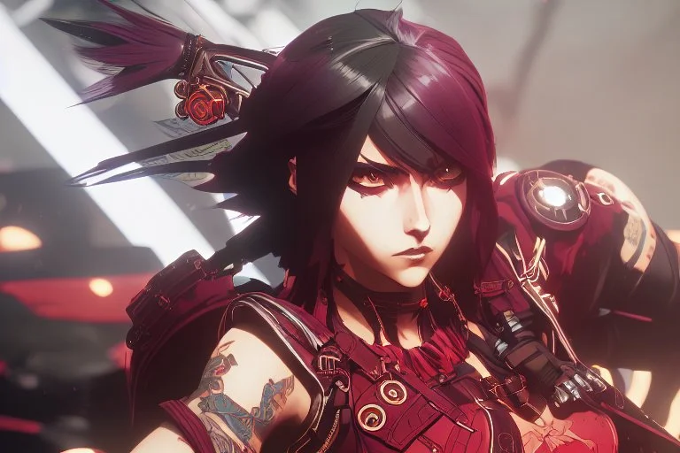 beautiful punk girl, hyper detailed, intricately detailed, illustration by <kilian eng> <Yoji Shinkawa>, darkred tones,