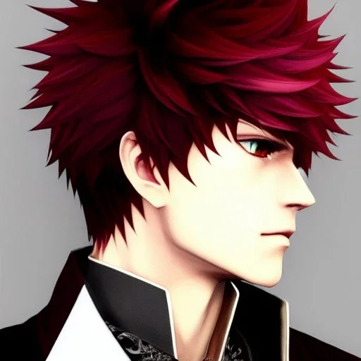 Detailed anime boy, crimson red hair, long classic taper hairstyle, dante dmc5 hairstyle, wolf ears protruding out, white trench coat, intricate details, full body portrait, keep head in frame, slight smile, black Japanese motif, concept art, highly detailed, digital painting, concept art, sharp focus, illustration, art by Yoji Shinkawa, WLOP and greg rutkowski and alphonse mucha and artgerm and yanjun Chen and Junji ito and Makoto Shinkai, HDR, octane render, highly detailed