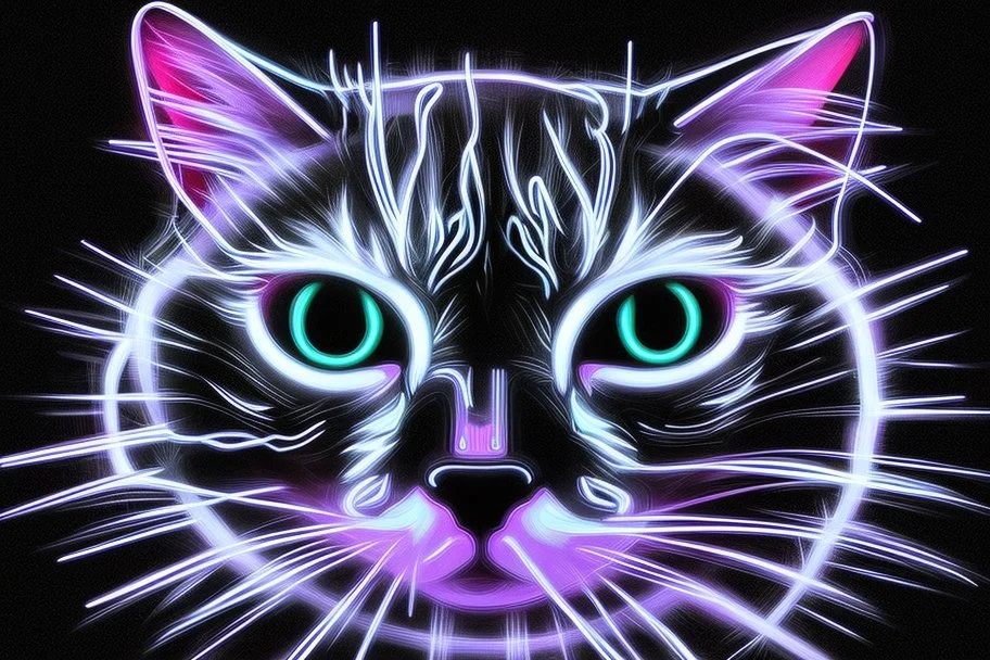 Black light art, neon cat