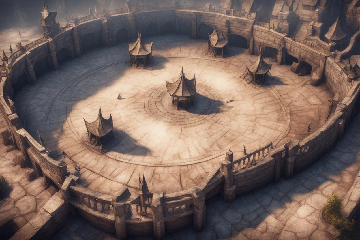 fantasy medieval fighting arena close up