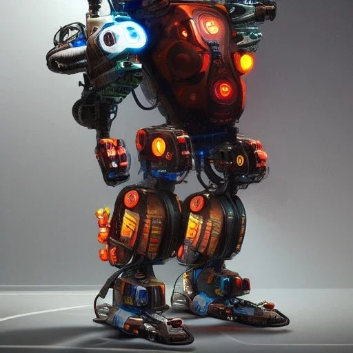 Gatorade bottle cyberpunk mech suit character very big and highly detailed with glowing tubes,8k,HD,pixar