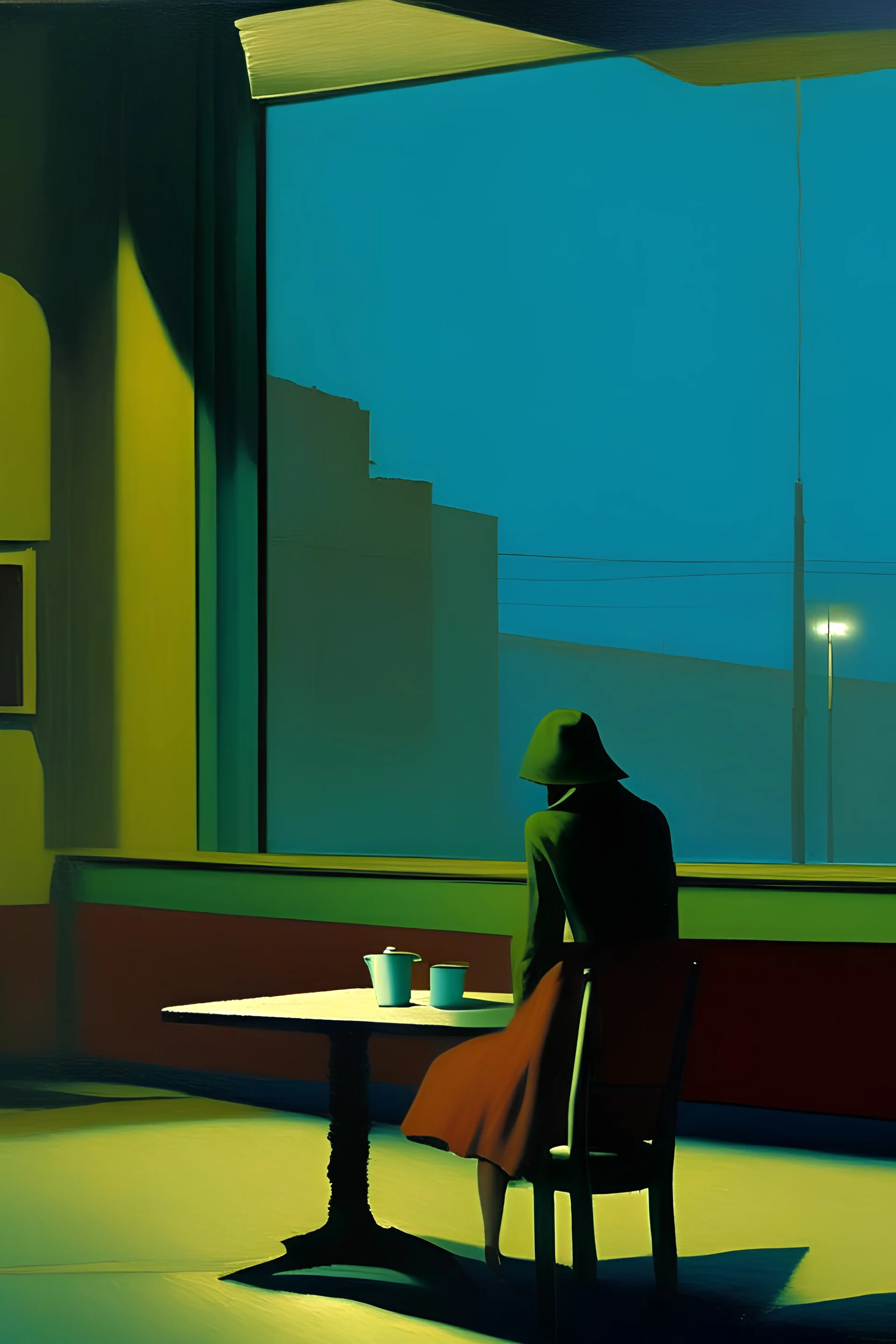 Solitude of modern life with edward hopper technique