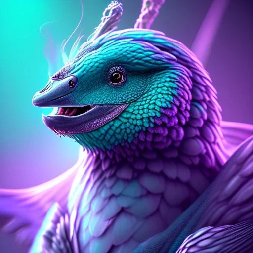 teal and purple smoke, detailed, realistic, 4k