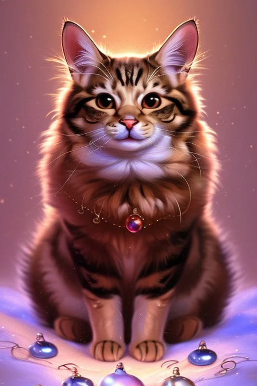 a christmas cat holding a basket of jewels and gems. His fur is realistic. The background is a romantic carpet bokeh digital painting extremely detailed studio lighting crisp quality and light reflections 8k cinematic lighting portrait photorealistic ultra detailed cinematic postprocessing focused