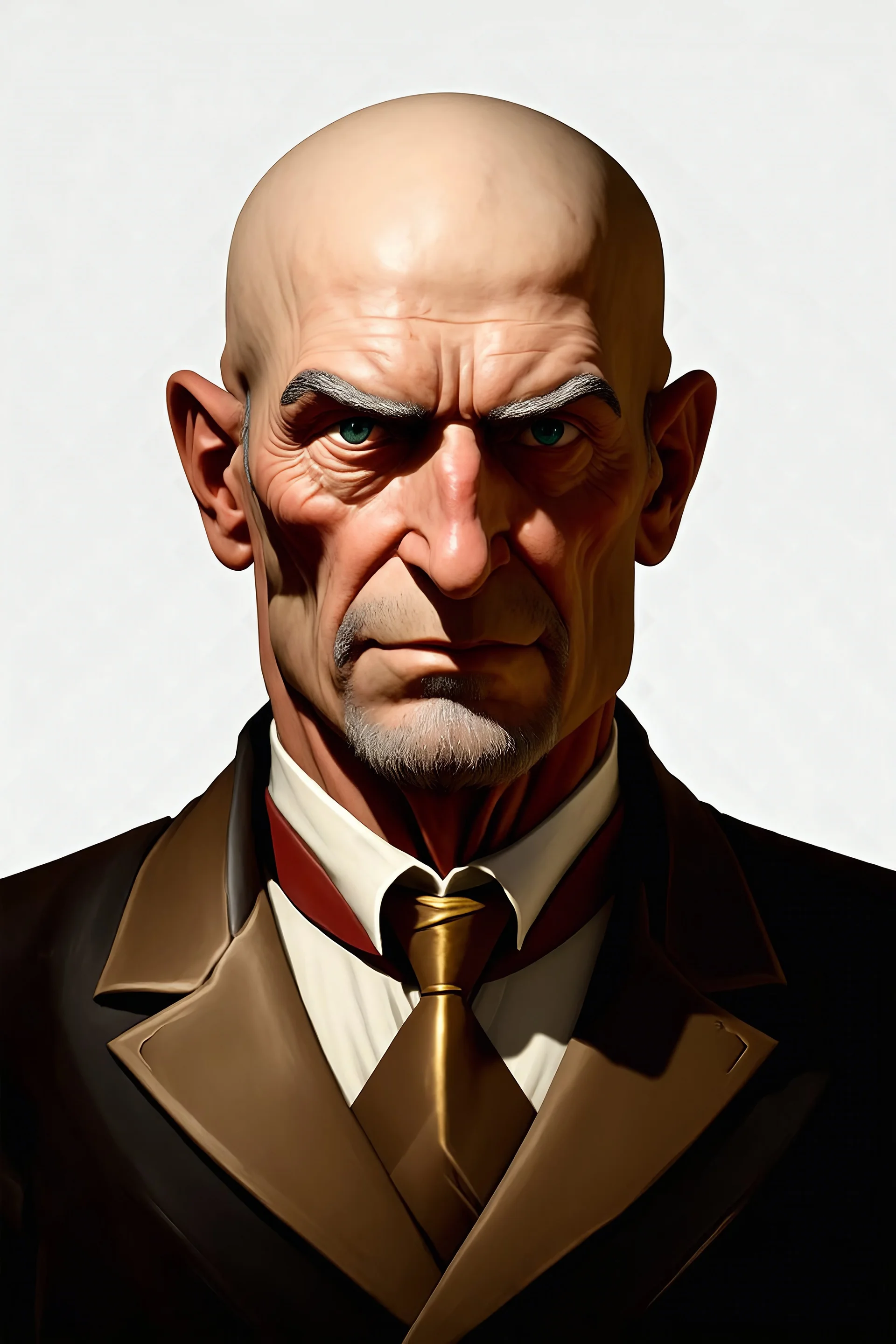 dnd, portrait of an older gentleman, semi-bald, scrawny, 3d