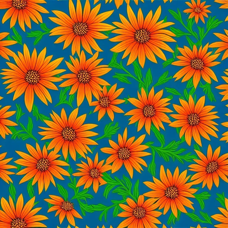 highly detailed painting of Gazania (gazania rigens), seamless pattern, Avant Garde