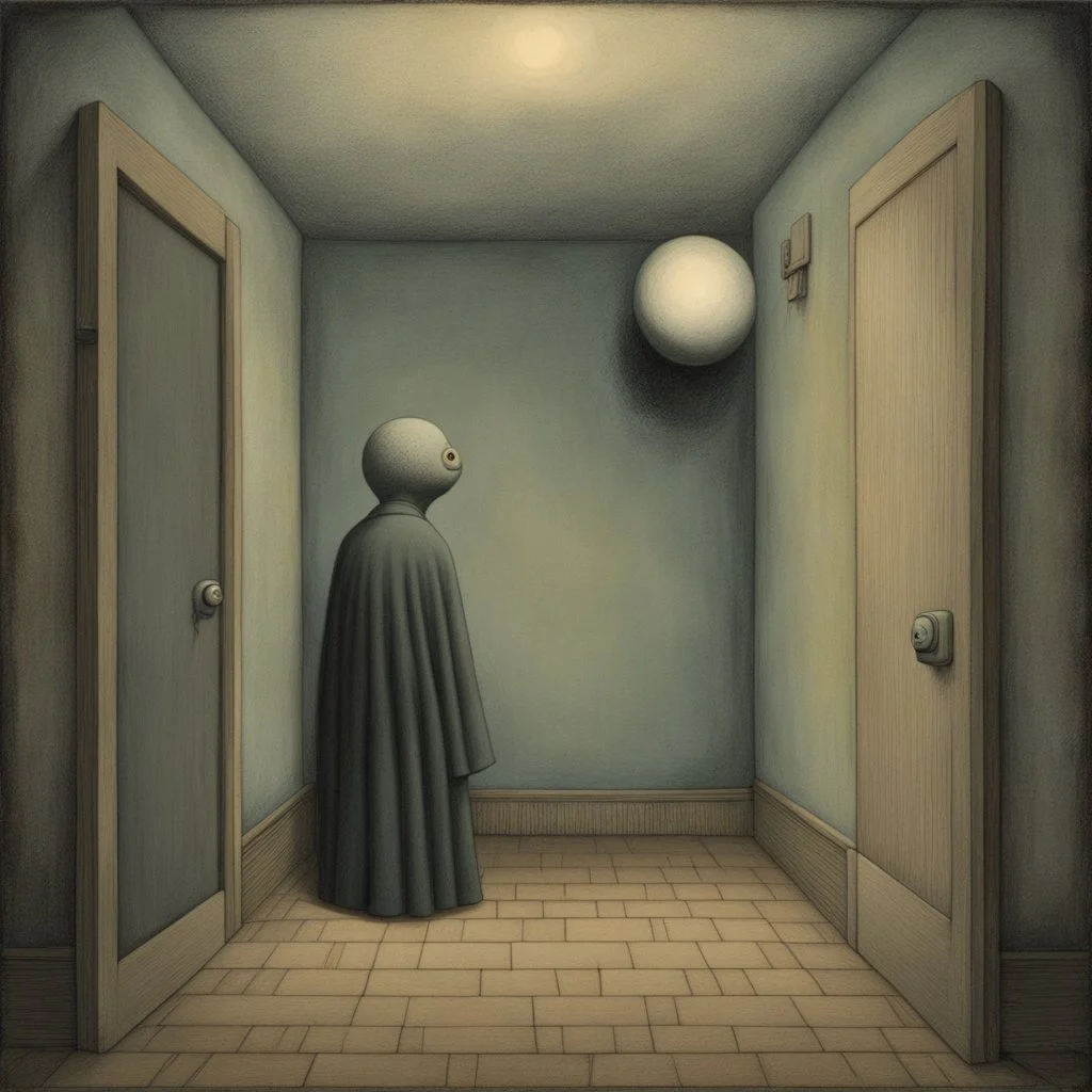 Surreal horror style by Pawel Kuczynski and Wotto and Victor Pasmore, sinister weird, paranoid deep-seated fear of being alone, sinister midnight eulogies of anthropomorphic weirds peeking in the background, weirdcore, unsettling, asymmetric diagonal abstractions, oddball masterpiece, creepy, never before seen art of beyond, vintage photography