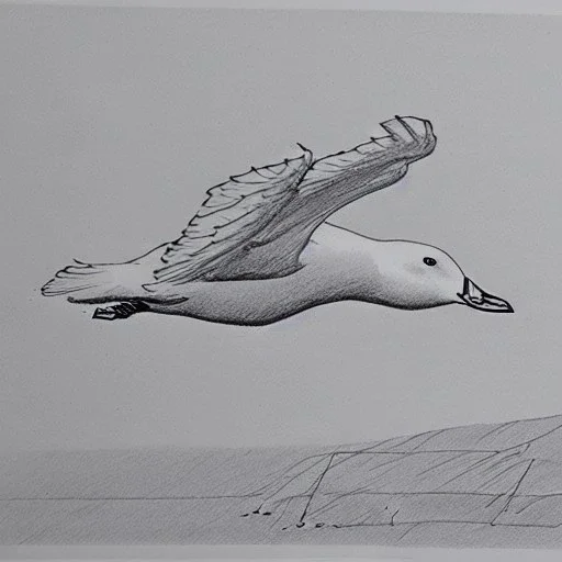 line drawing of a soaring snow goose