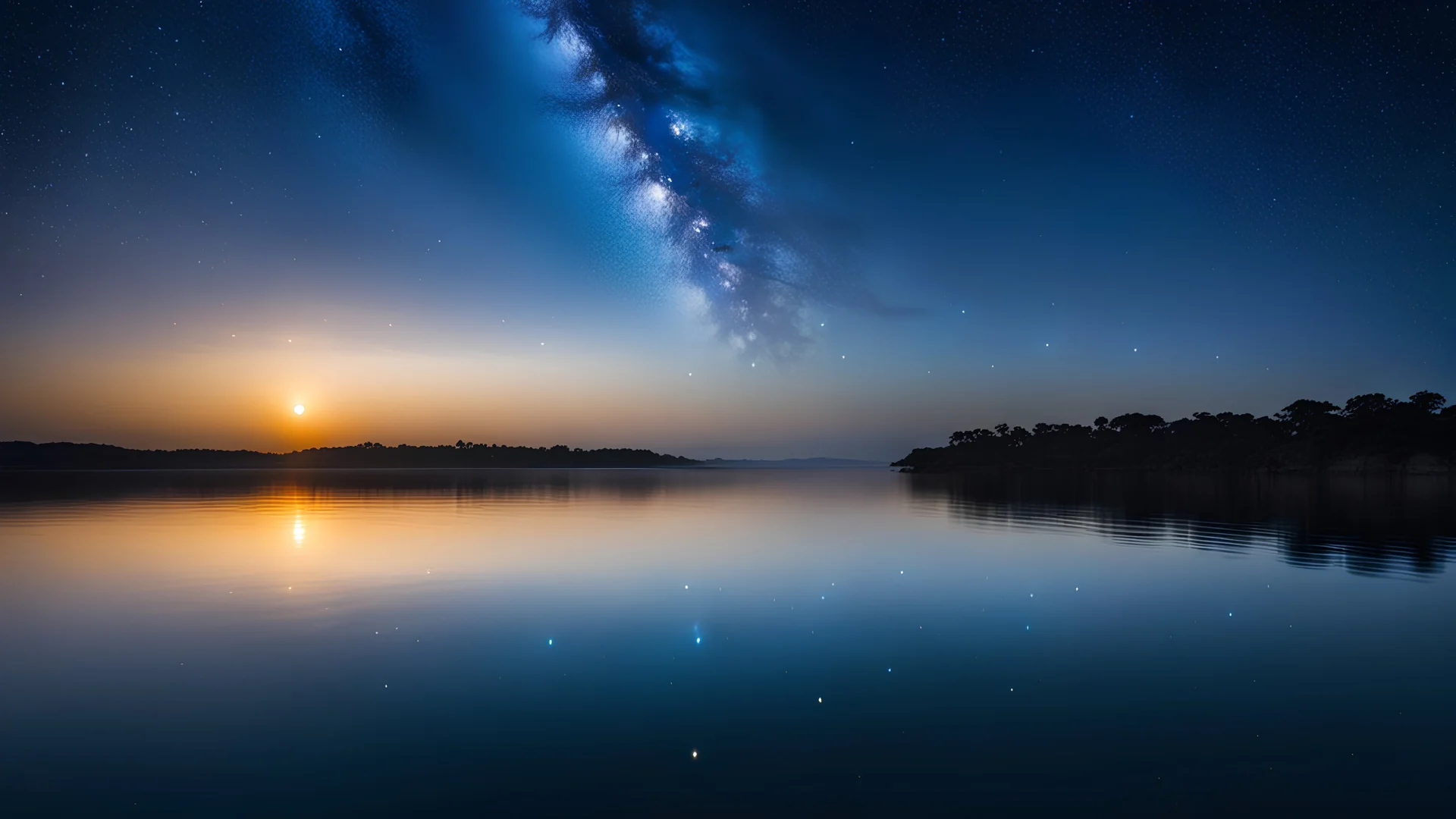 Beutiful Godess of Togo ,lake, sky , stars blue light