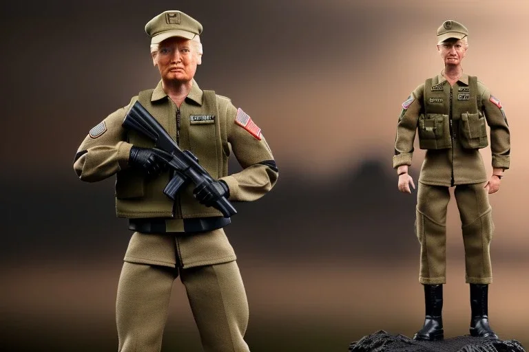 G.I. Joe toy doll army soldier Donald Trump, gun,boots, berets, high definition, elbow, legs, hands