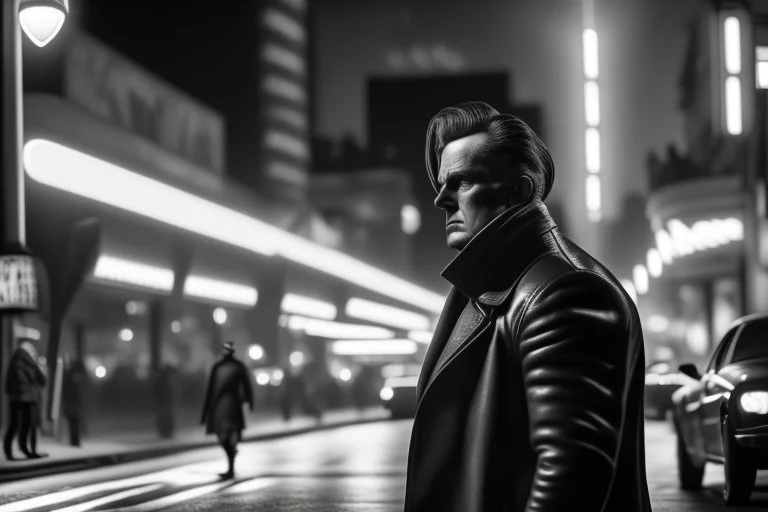 street photography: epic film noir; black and white photography, epic,cinematic,stunning,full-on;by artist "film noir";super hyperdetailed;masterpiece;award-winning professional photography;FX;octane render;dynamic lightning;really cool