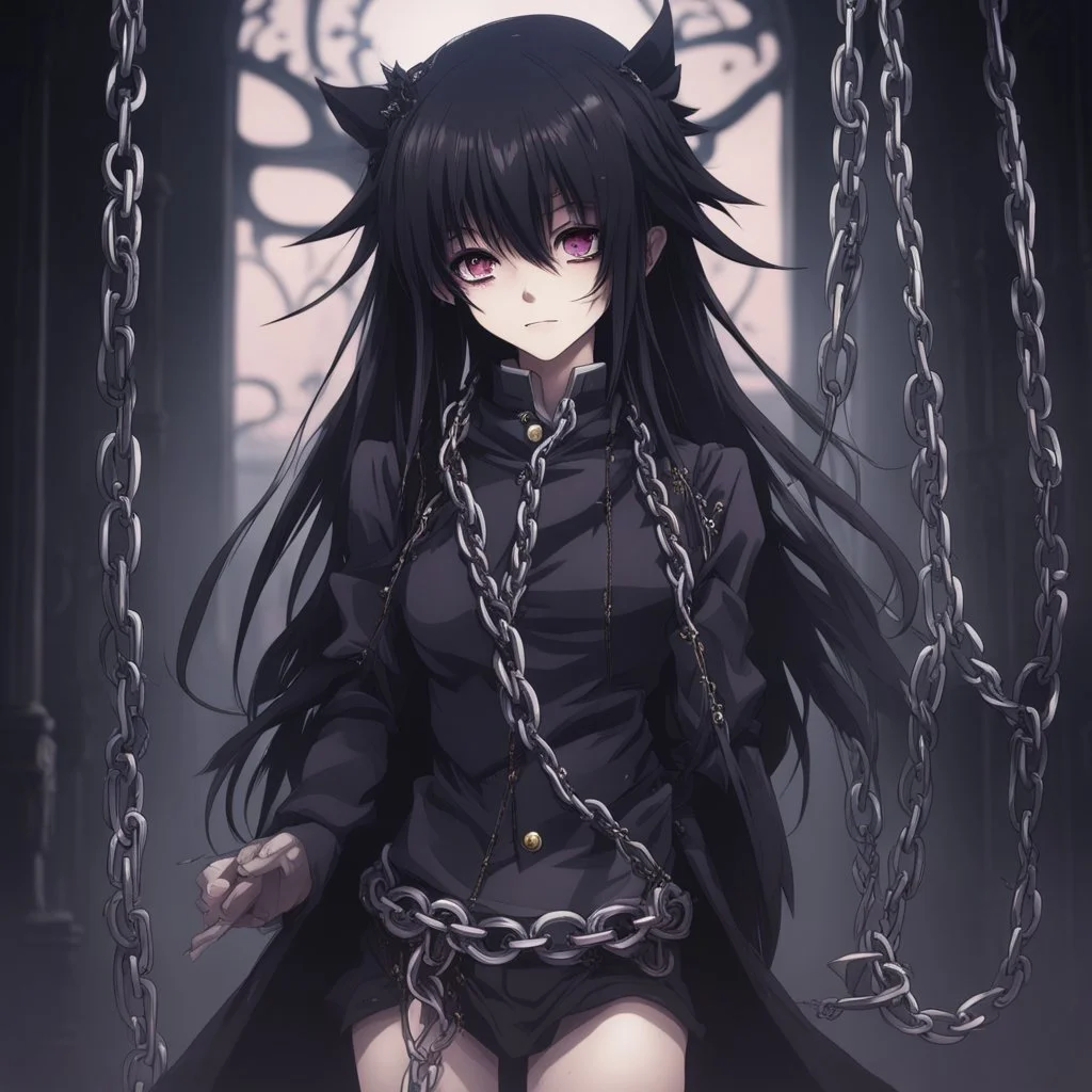 dark anime sadvampire with a chains