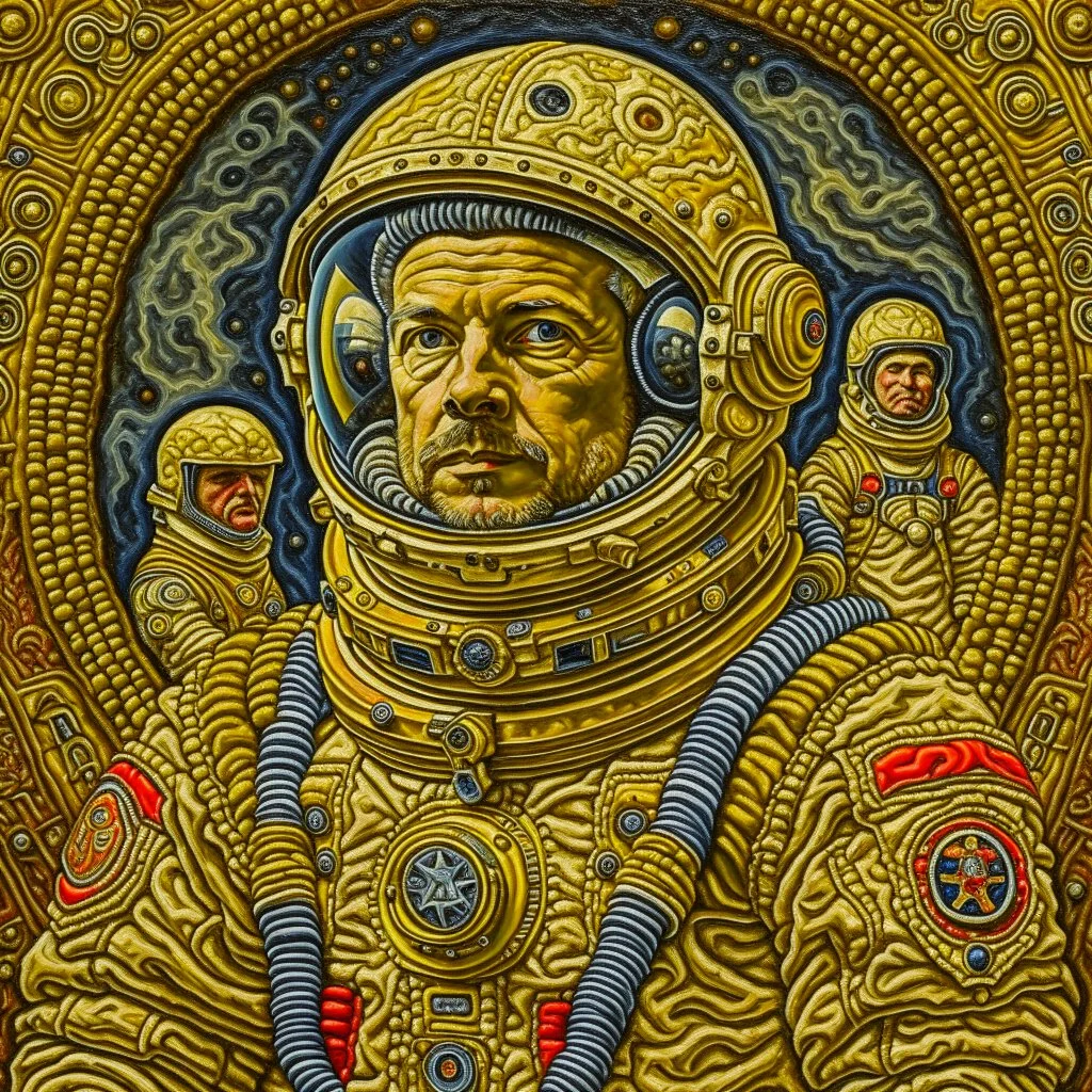 portrait of an astronaut in the style of orthodox paintings