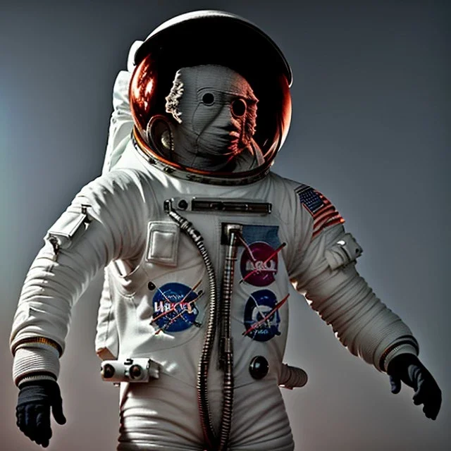 an astronaut in moon, full body, highly detailed, kente, orange puffer jacket, 3d render