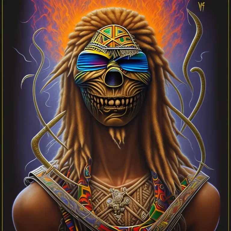  iron maiden Fibonacci Afrique vaudou rastafary fume joint, protecteur, lance flammes