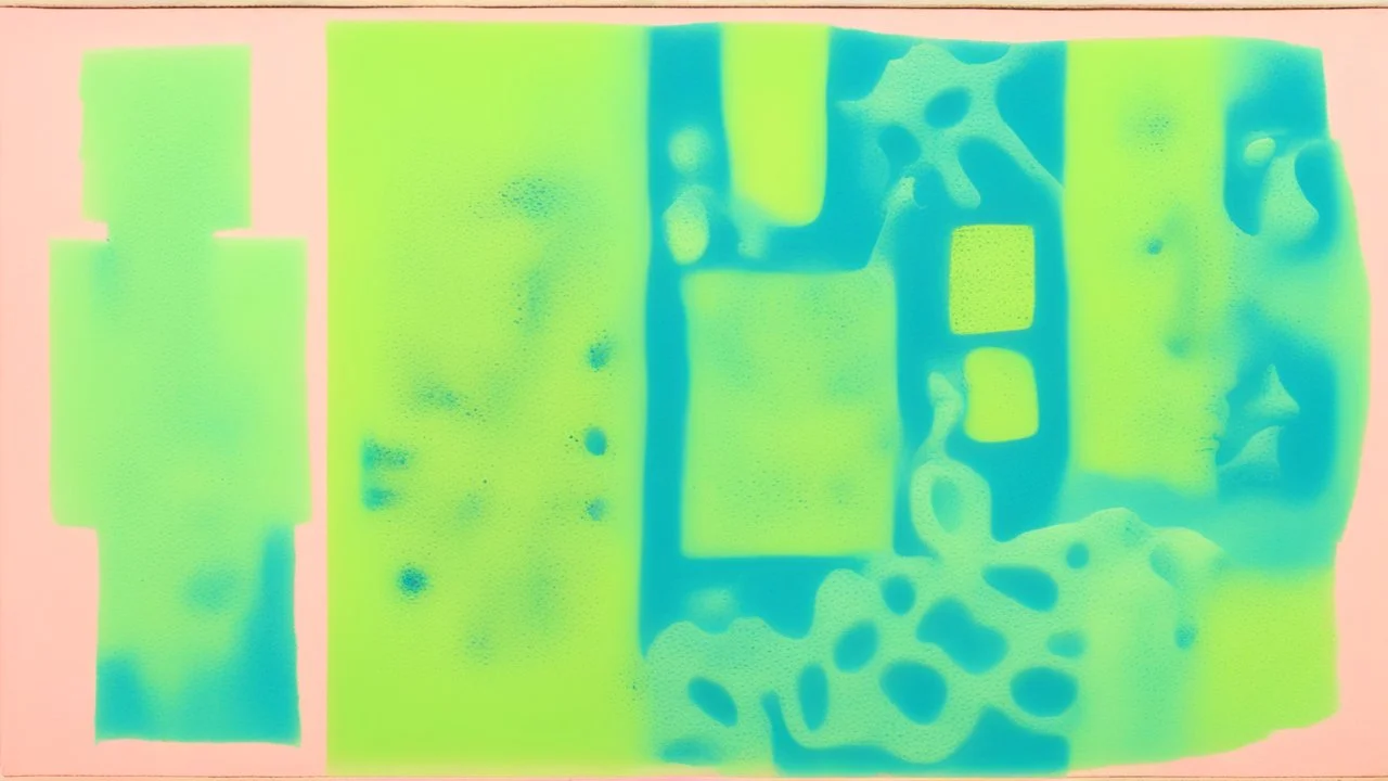 abstract painting, apathy, grotesque, art brut, outsider art, calotype combineted lime green and random color , cyanotype , conceptual art,