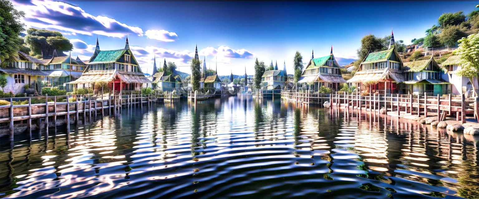 lake city during the iron age realistic, photorealistic, natural lighting, elegant HDR complex picture Octane hyper realistic cinematic reflections very detailed