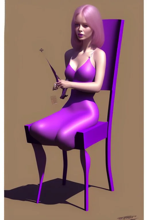 Violet lugging a chair about