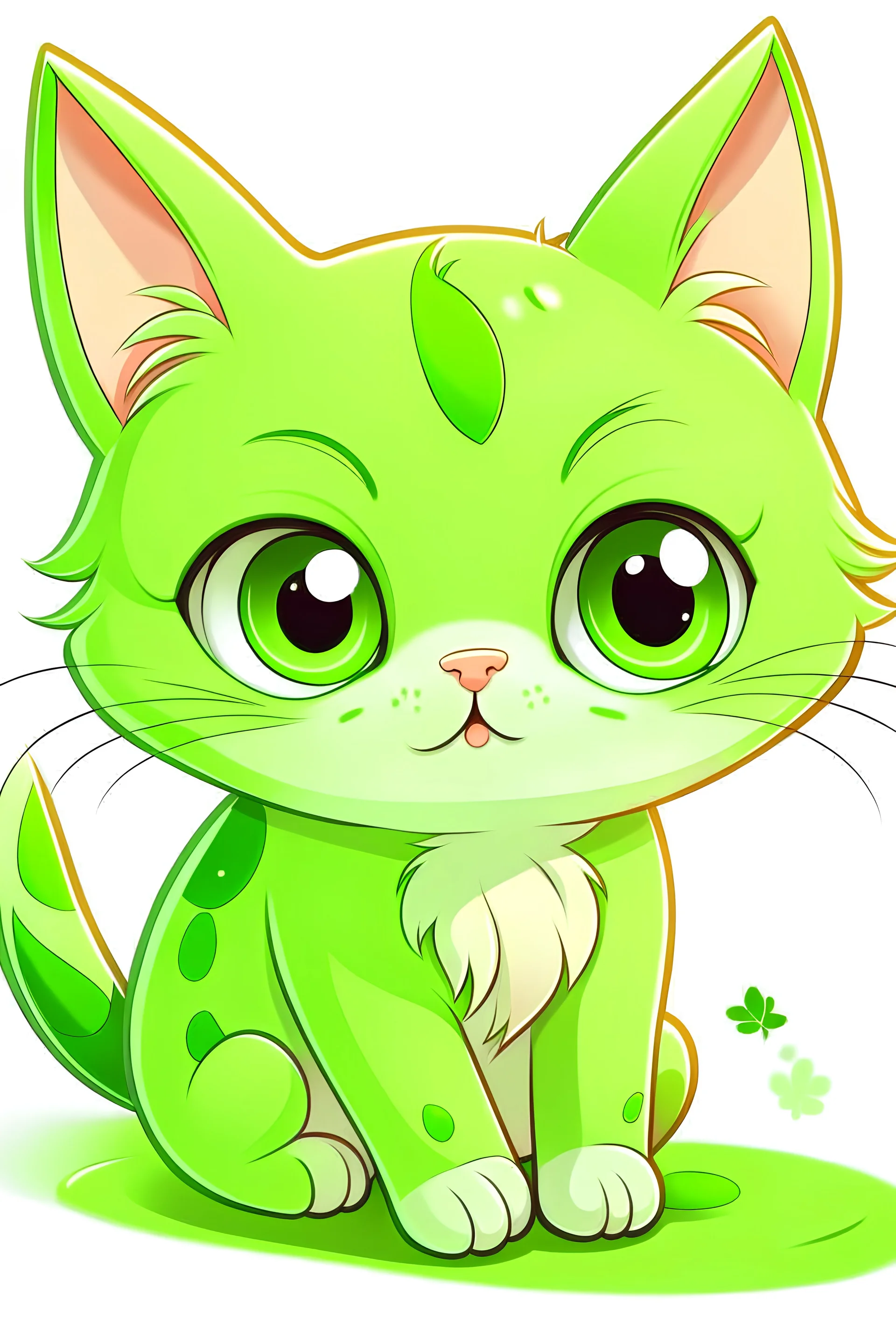 show me a aline green cute cat