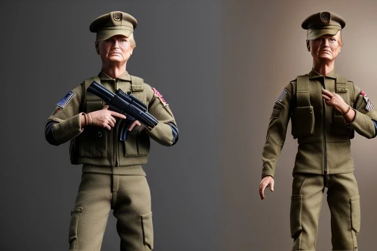 G.I. Joe doll soldier Donald J. Trump, gun,boots, beret, high definition, elbow, legs, hands