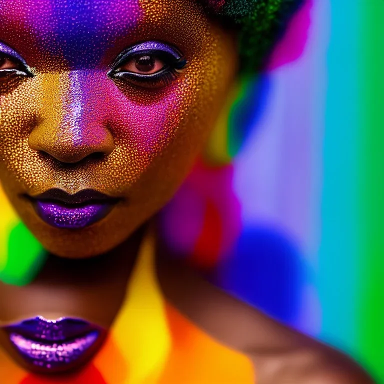 older man, fourty years old, masterpiece, best quality, family of three, ebony skinned, sparkling eyes, fluorescent skin, colorful makeup, afro, highly detailed body, afrofuturism, scifi, sun light, 4K, RAW, depth of field, high contrast, realistic details, 24mm