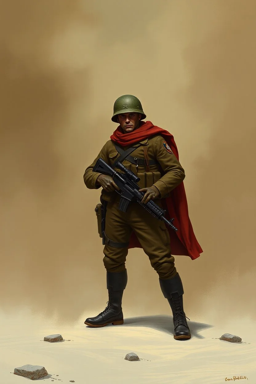 bad ass elite soldier in 1950 concept