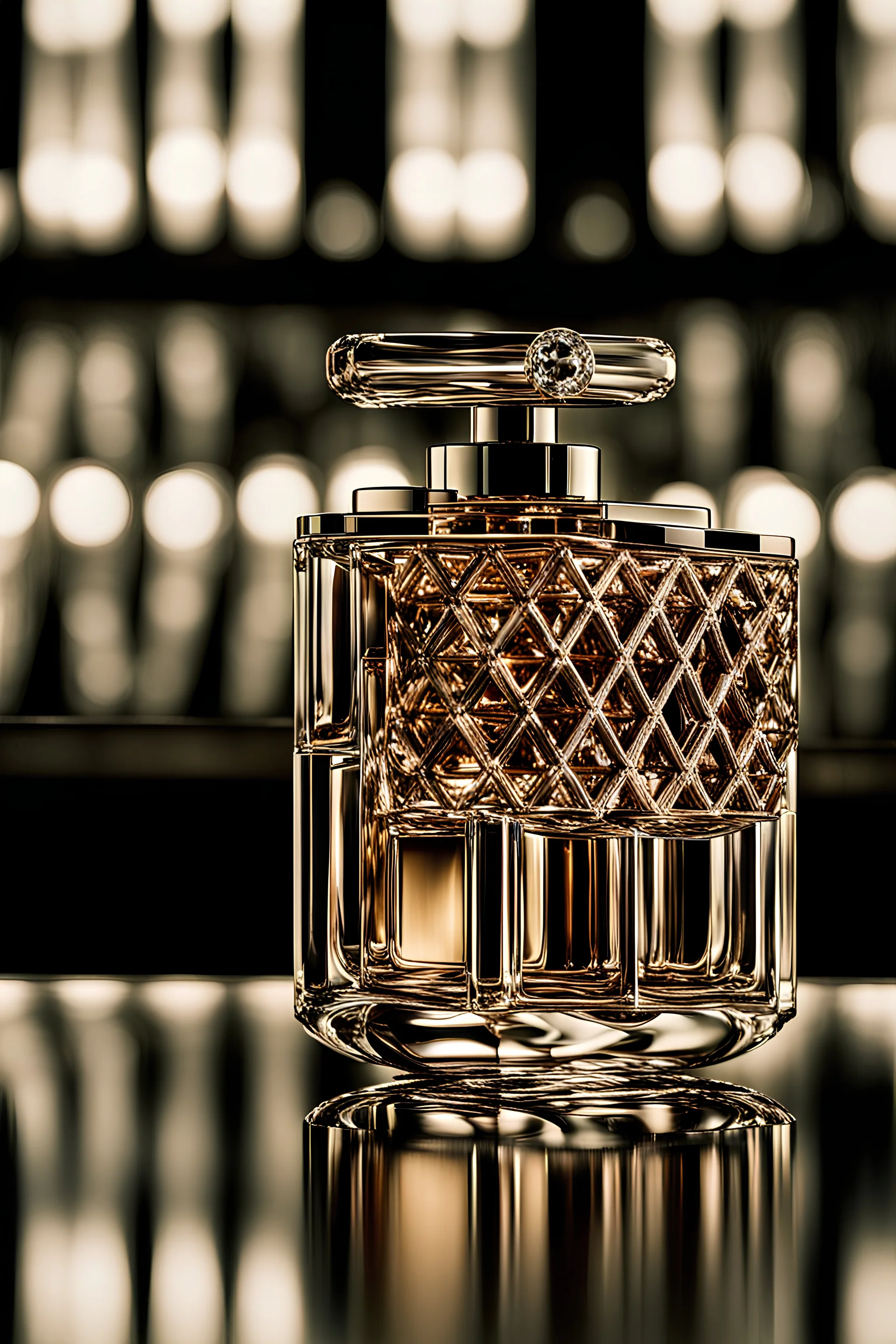 Imagine a perfume bottle that defies conventions and sparks the imagination. Unique and captivating design that it becomes a work of art, seamlessly blending aesthetics with fragrance. An extraordinary perfume bottle, focusing on an out-of-the-box and breathtakingly beautiful design, Shot on a Hasselblad high format camera with a 100mm lens. Unmistakable to a photograph. Cinematic lighting. Very accurate representations and details for the photos 4k, 8k, 16k, full ultra hd, high resolution