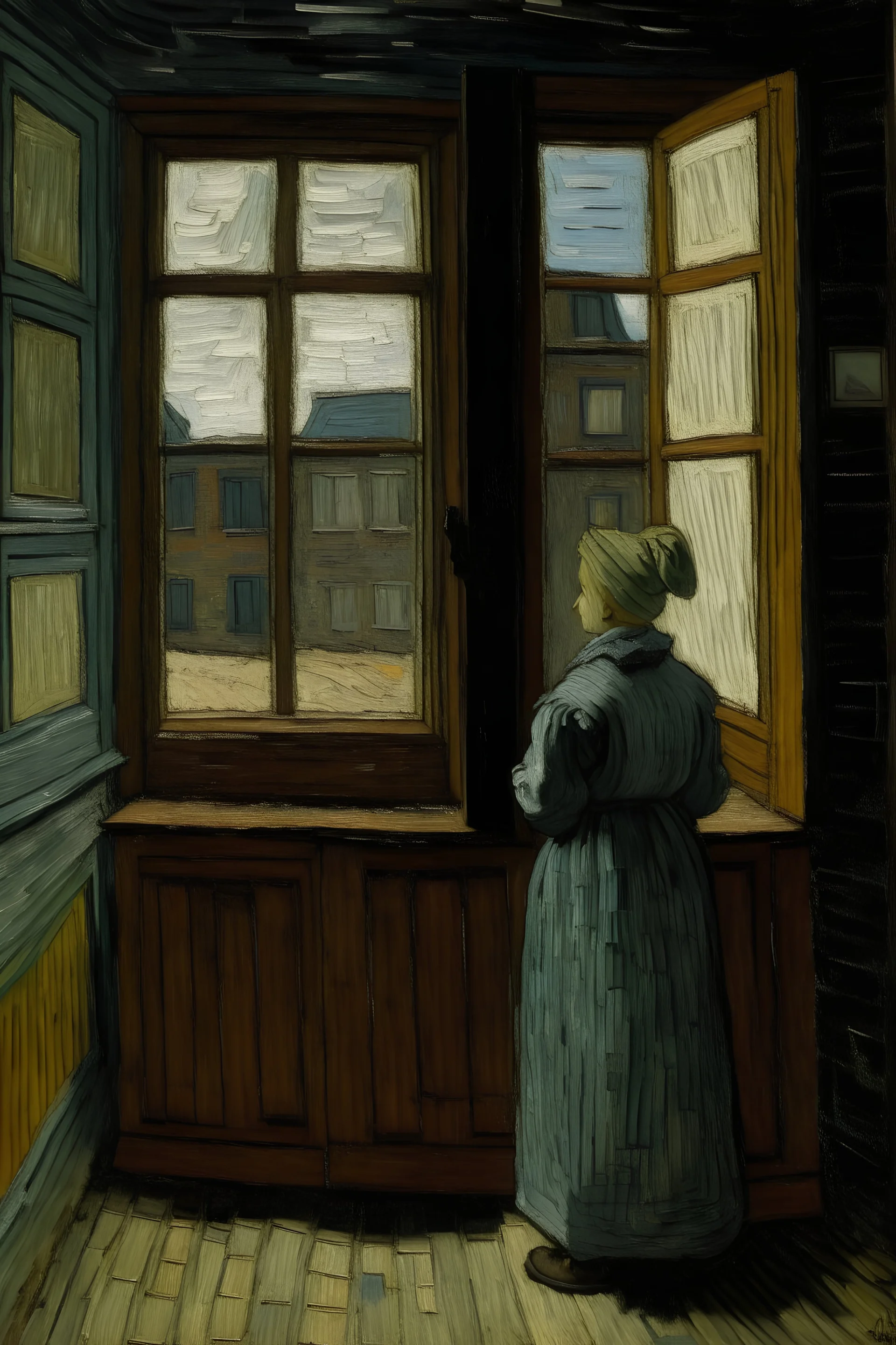 woman standing in a window by van Gogh.