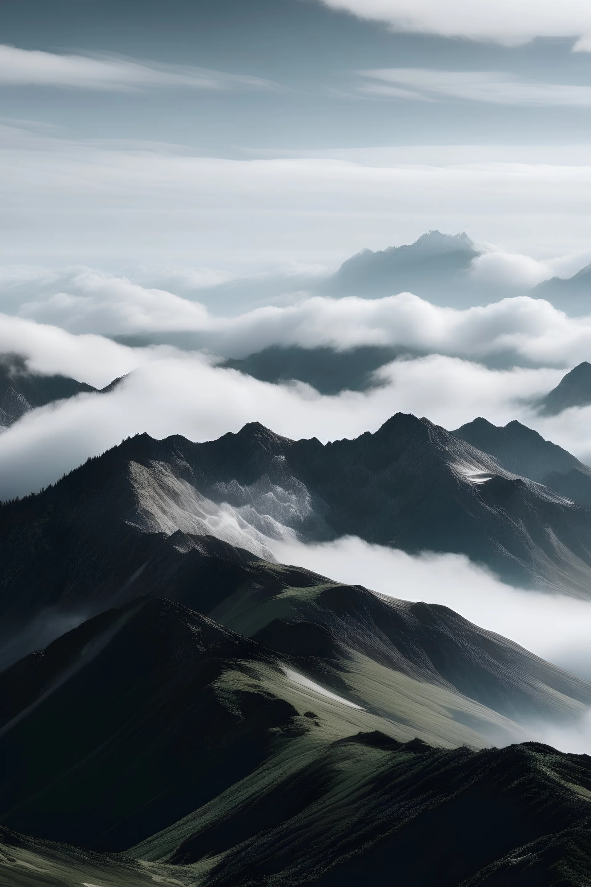 mountains covered with clouds