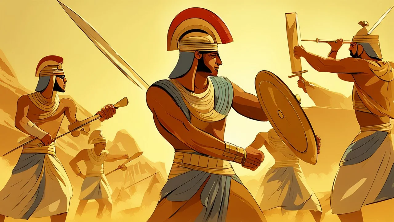 Pharaonic soldiers fighting in battle