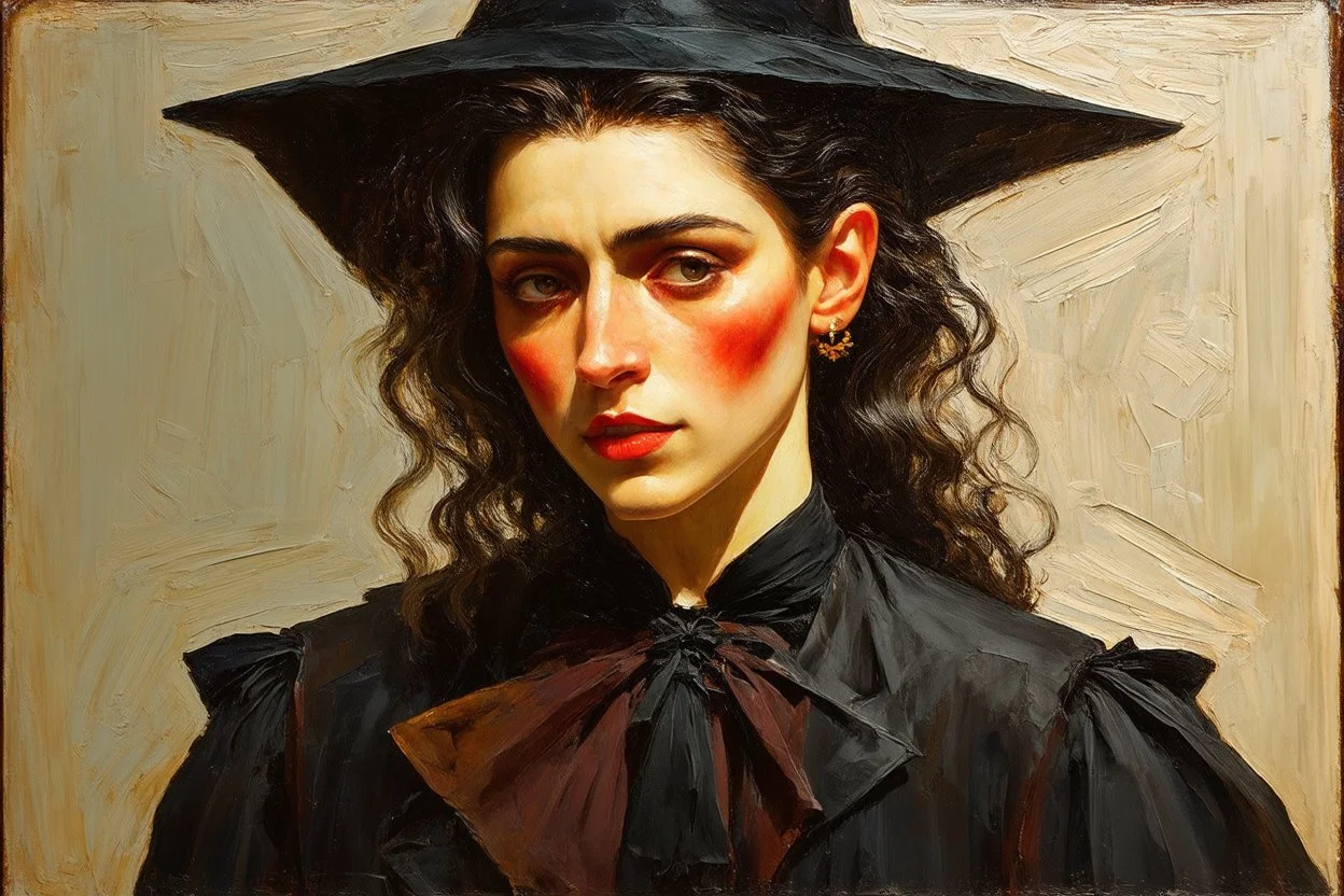 Egon Schiele, Andrea Kowch, Jean-Giraud Moebius, figurative abstract expressionist art, somber Gothic female vampire sorceress,full body portrait perfection,abstract painting ,acrylic art,oil paint,sharp brush strokes, fine palette knife, highly detailed hair and facial features, rugged skin tones, subdued natural colors, museum quality render