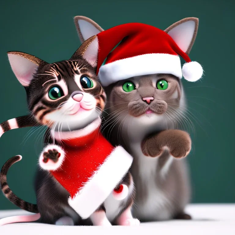 Cute cat and cute mouse celebrate christmas Merry christmas friends who celebrate