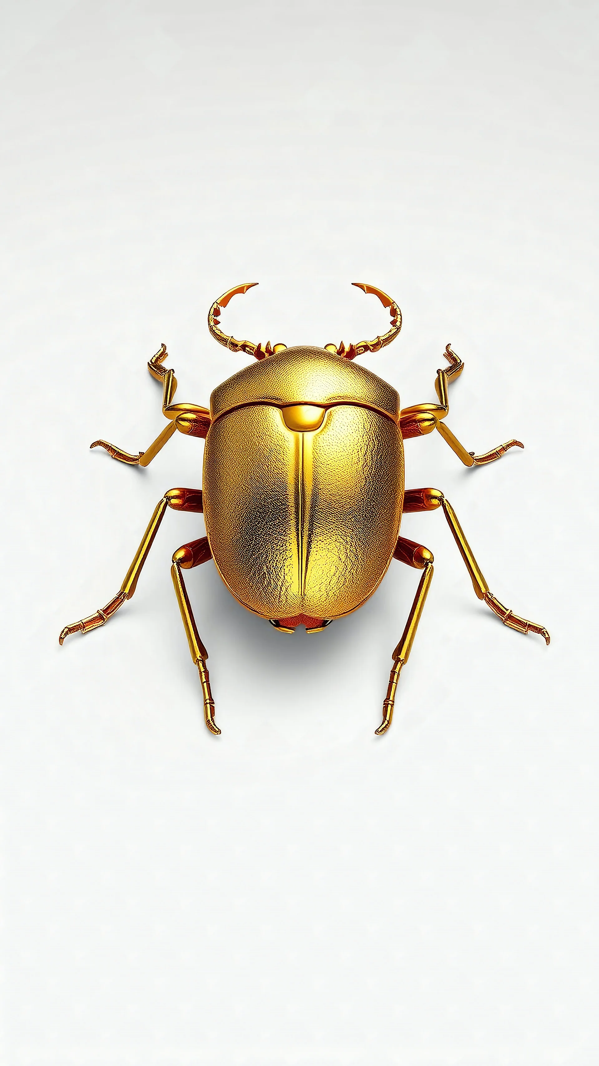 Realistic 3D render, golden scarab beetle on a white background