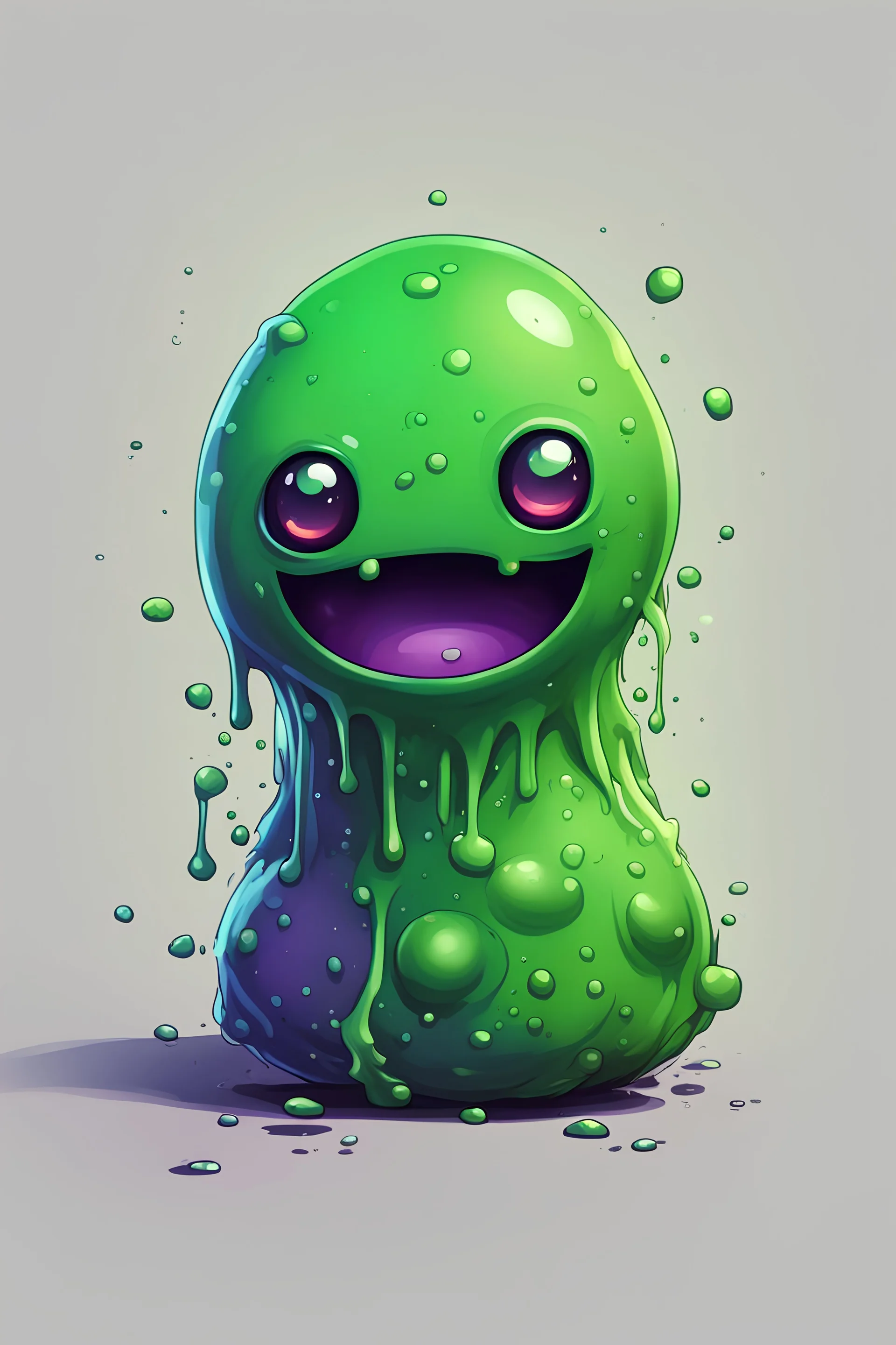 small, cute, slime, dnd, happy, blob, rock eyes.