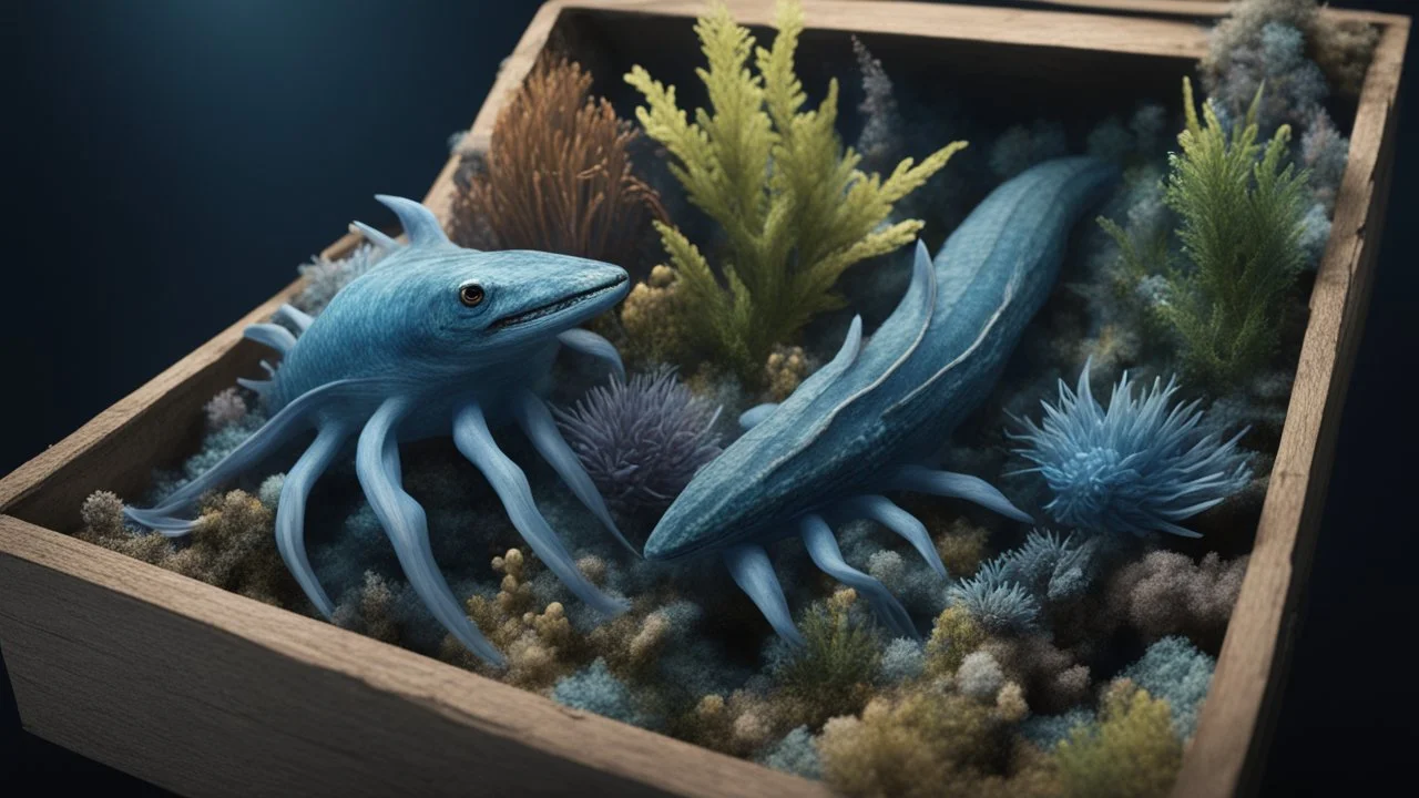 creatures, biom, plants from subanautica from deep sea, mines from a deep sea on the box, leviathan ,kyanite ,very realistic 4k