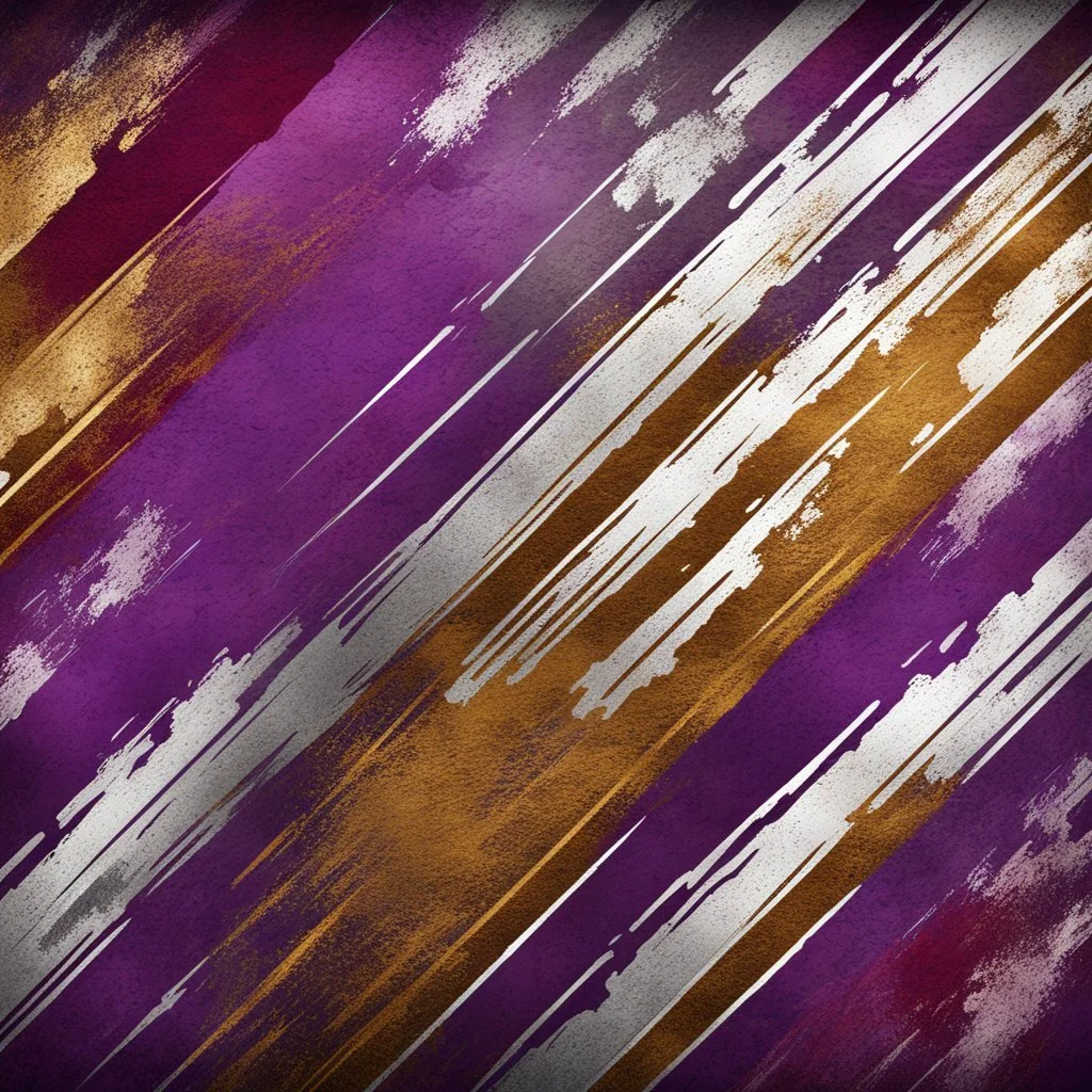 Hyper Realistic intersecting golden & silver brush strokes on a grungy rusty detailed maroon & purple patterned background with vignette effect