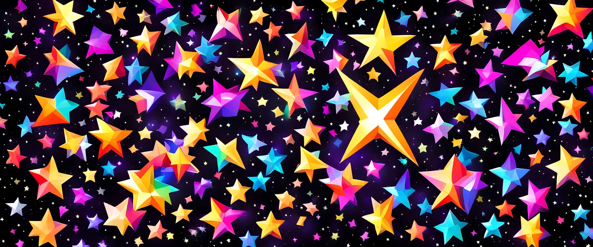 many of bright rhombus form star, colorful, black space background