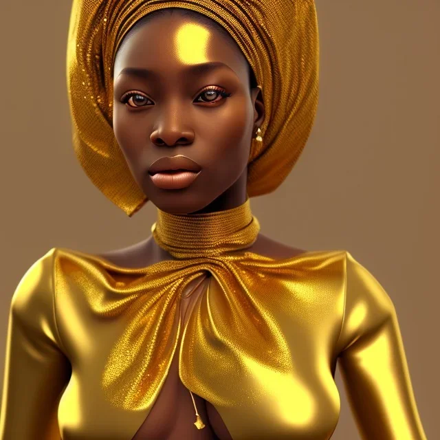 mulher nigeriana,fotorealistica 4k-- 8k, roupa dourada,